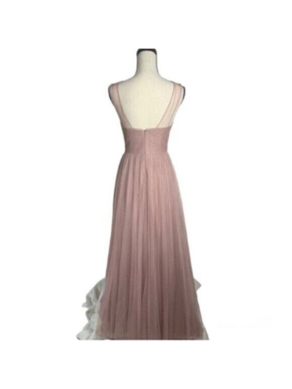 Reverly Blush Tulle Illusion Neckline Evening Gown - Picture 3 of 13